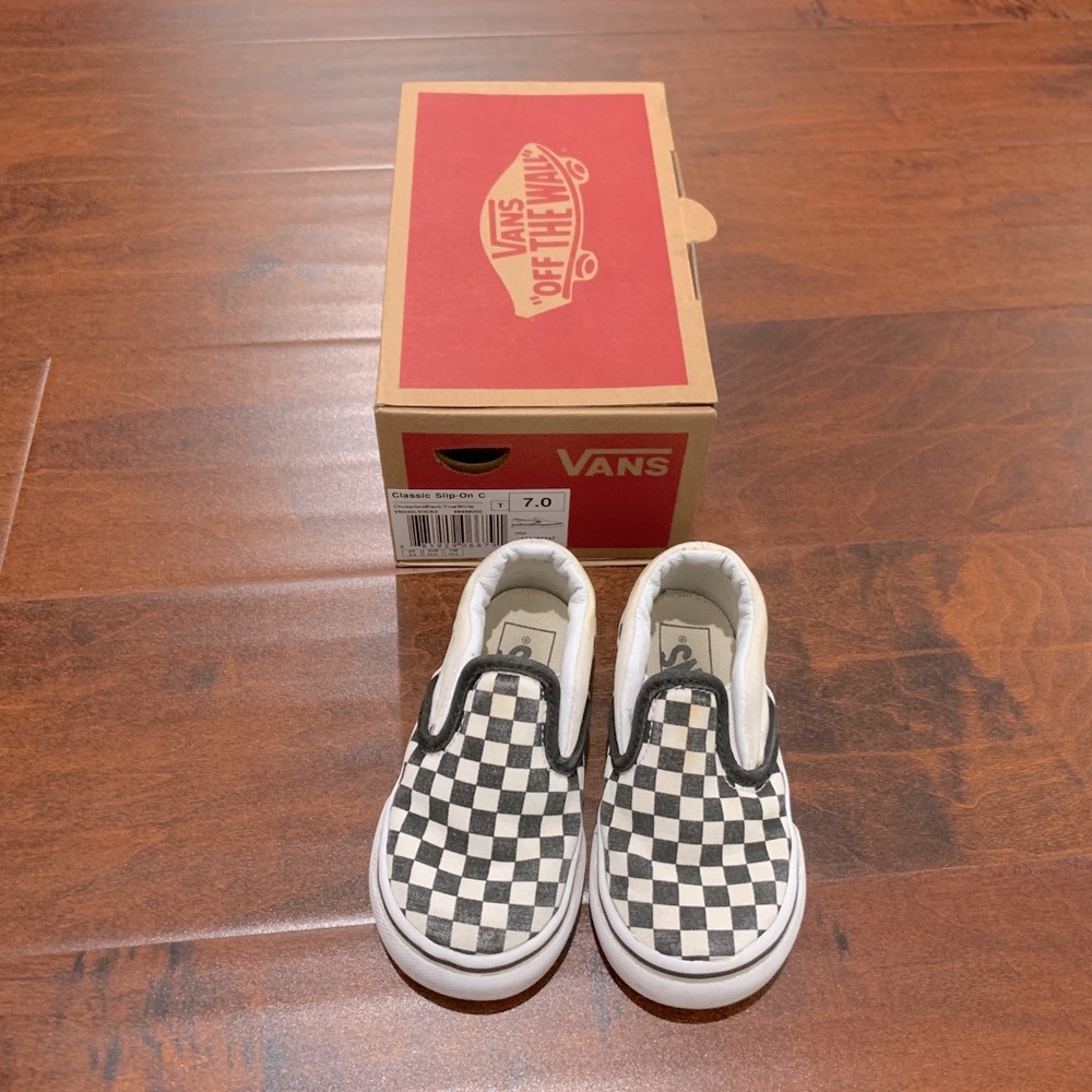 Vans classic Slip-on Checkerboard Black/White Sz 7